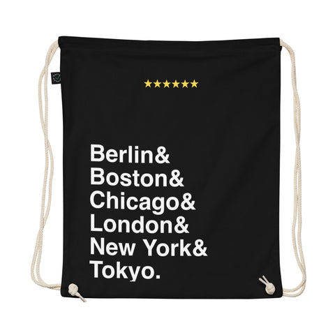 World Marathon Majors List Organic Cotton Drawstring Gym Bag
